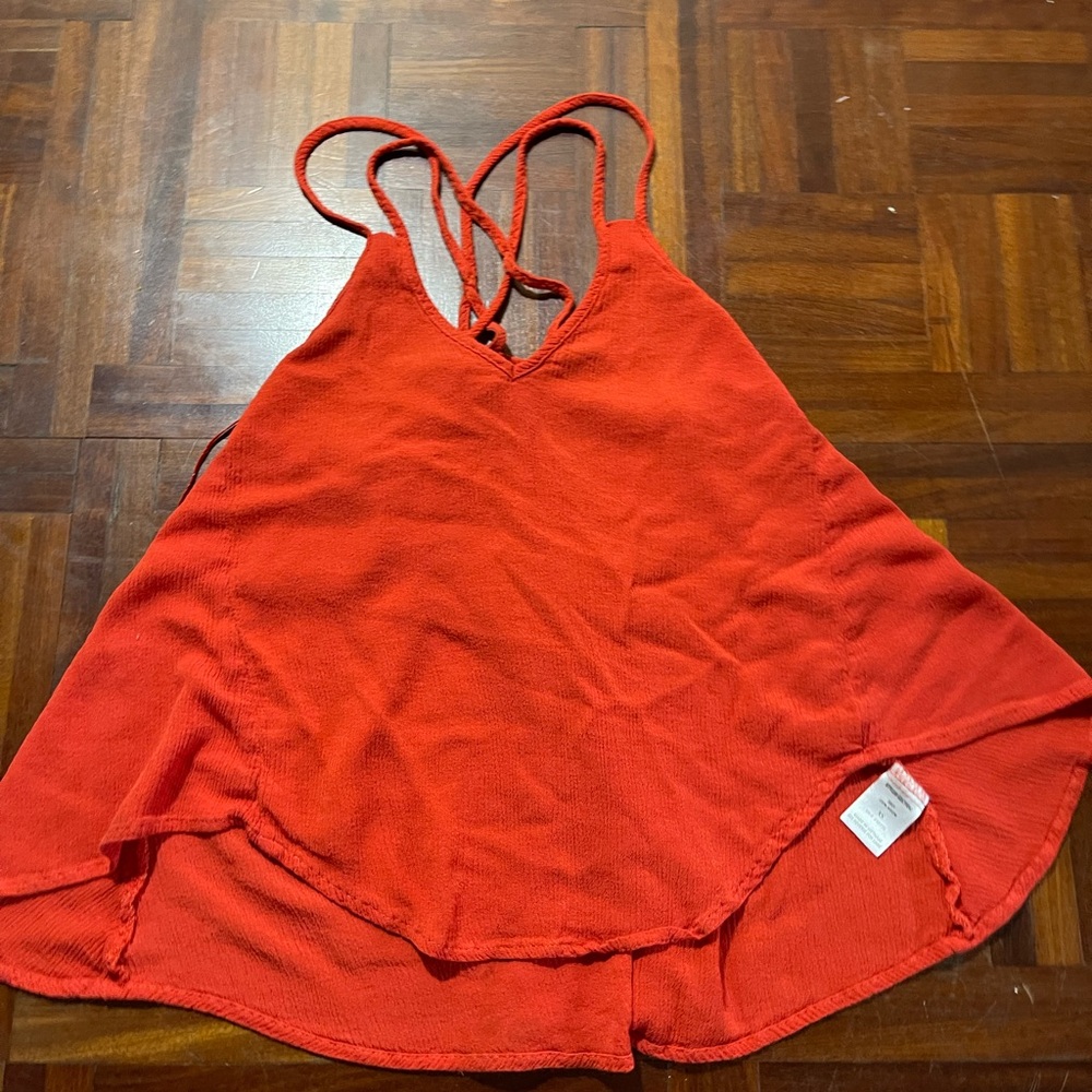 Red Sleeveless Top with Crisscross Straps